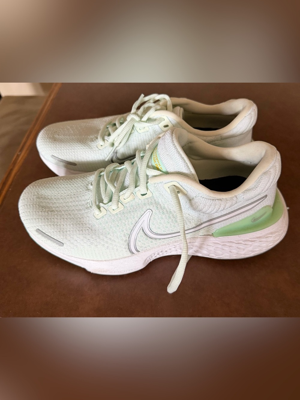 Nike Women's Mint Green and White Running Sneakers
